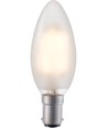 BA15d 4W LED kaarslamp filament - 320lm, 2500K, mat glas, dimbaar