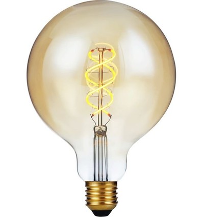 E27 5W 3-staps dimbare LED lamp - G125, Filament Flex, 2200K, goud glas