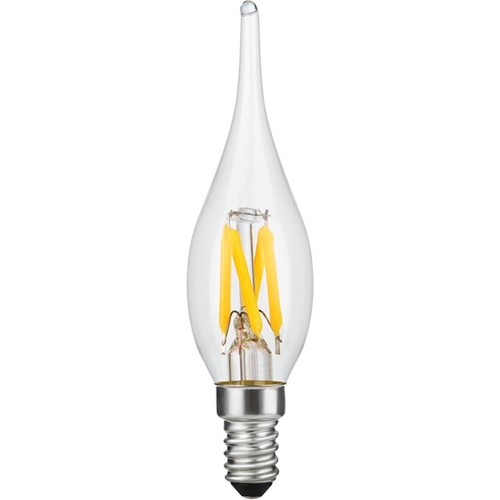 E10 1,5W LED filament mini tip kaarslamp - C23, 90lm, 2500K, helder glas