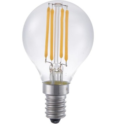 E14 4W filament kogellamp, 24V - G45, 2200K, helder glas, 270lm