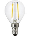 E14 2W dimbare LED kogellamp - G45, filament, helder glas, 2700K