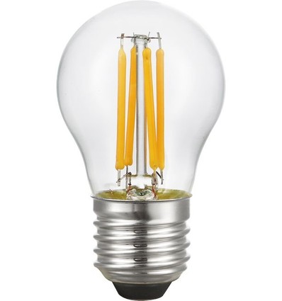 E27 4W filament kogellamp, 24V - G45, 310lm, 2500K, helder glas, AC/DC