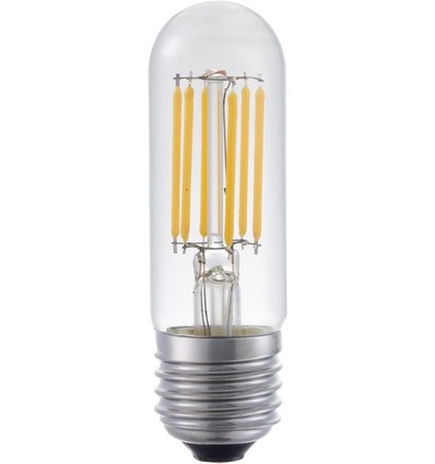 E27 5W dimbare LED buislamp - 9,5cm, filament, helder glas, 2700K