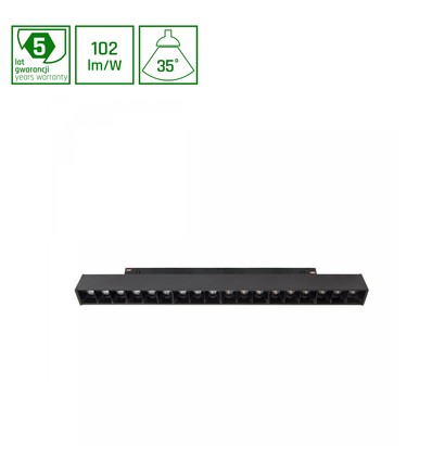 System Shift 17W Grid M railspot voor 2-fase rail - 40°, CCT switch, zwart, 33cm