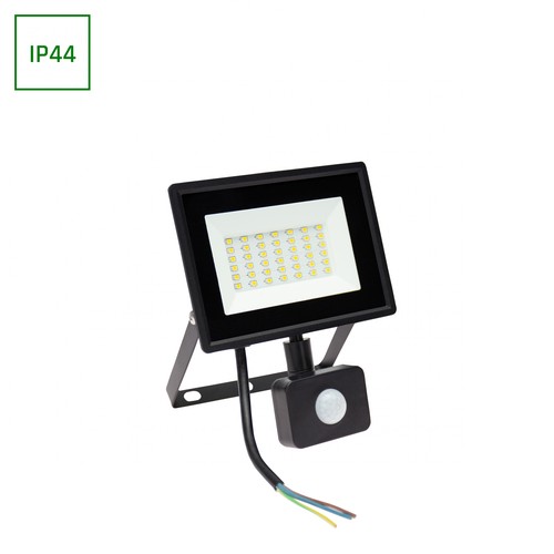 30W NOCTIS LUX 3 breedstraler met sensor - IP44, neutraal wit, zwart, PIR-sensor