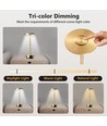 Oplaadbare LED tafellamp - Goud, touch dimbaar, CCT, IP20