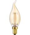 E14 2,9W dimbare LED kaarslamp met tip - C35, 250lm, 2200K, goud glas, filament