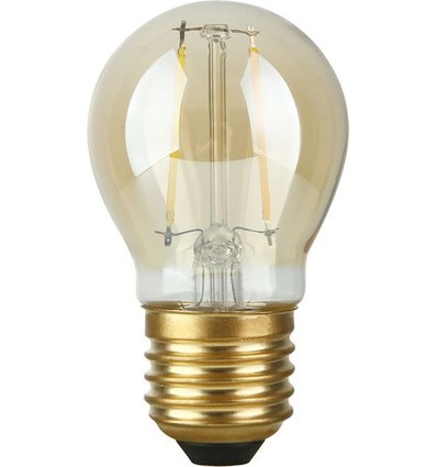 E27 2,9W dimbare LED kogellamp - Filament, G45, 2200K, goud glas
