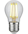 E27 7W dimbare LED kogellamp - G45, filament, helder glas, 806lm, 2700K