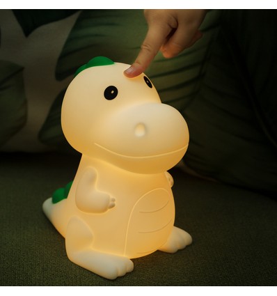 MOCHI Dinosaurus nachtlampje - Siliconen, kleurwissel + warm wit, touch dimbaar, IP20 binnen