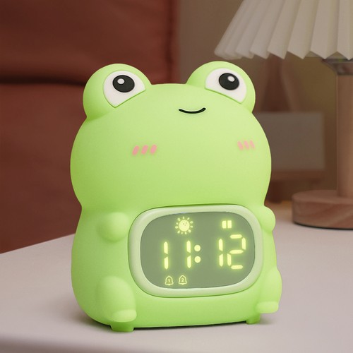 MOCHI kikker nachtlamp met klok - Siliconen, RGB+W, touch dimbaar, IP20 binnen