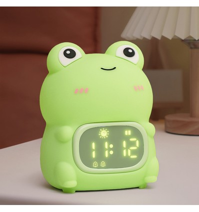 MOCHI kikker nachtlamp met klok - Siliconen, RGB+W, touch dimbaar, IP20 binnen
