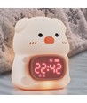 MOCHI Grijze nachtlamp met klok - Kleurwissel + warm wit, siliconen, touch dimbaar, IP20 binnen