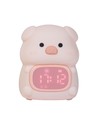 MOCHI Varken nachtlamp met klok - Kleurwissel + warm wit, Siliconen, touch dimbaar, IP20 binnen