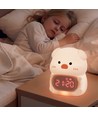 MOCHI Varken nachtlamp met klok - Kleurwissel + warm wit, Siliconen, touch dimbaar, IP20 binnen