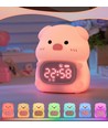 MOCHI Grijze nachtlamp met klok - Kleurwissel + warm wit, siliconen, touch dimbaar, IP20 binnen