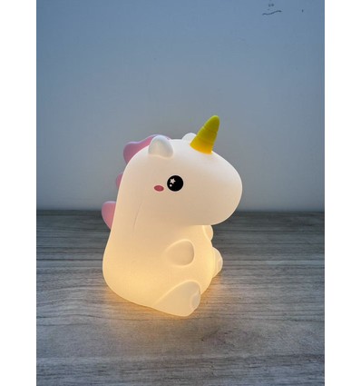 MOCHI Eenhoorn nachtlamp - Siliconen, kleurwissel + warm wit, touch dimbaar, IP20 binnen