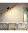 Oplaadbare wandlamp van hout - 360° draaibaar, incl. lichtbron, IP20, 3W