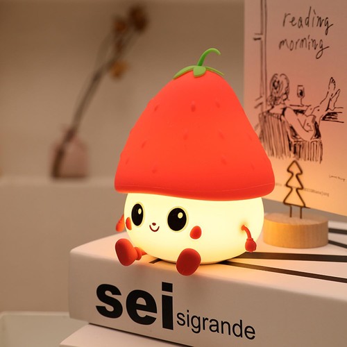 MOCHI Aardbei Nachtlamp - Siliconen, touch dimbaar, IP20 binnen