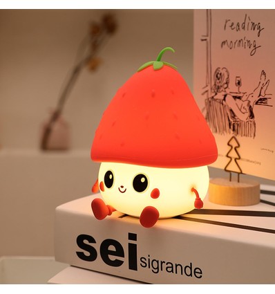 MOCHI Aardbei Nachtlamp - Siliconen, touch dimbaar, IP20 binnen