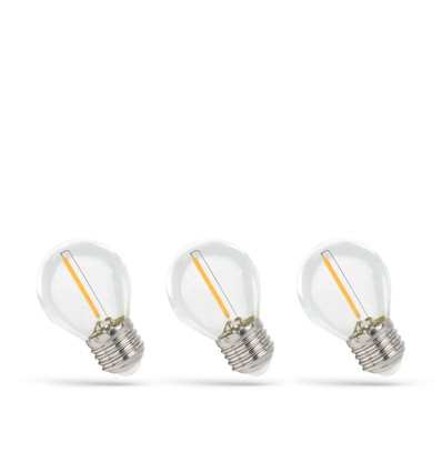 LED Bol E27 1W - 230V, Kooldraad, Warm Wit, Helder, Spectrum, 3-pack