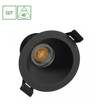 7W Fiale Core CCT inbouwspot - Ø9cm, Zwart, 3-in-1 CCT, Gat: Ø7,5 cm, 45 graden beam