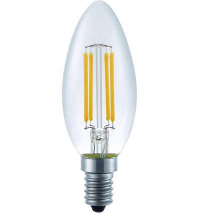 E14 4W dimbare LED kaarslamp - C35, filament, 350lm, 2200K, helder glas