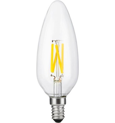 E14 4W dimbare LED filament kaarslamp - C45, 2200K, 320lm, helder glas
