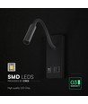3W LED bedlamp met USB-oplader - USB-A en USB-C, CREE chip, zwart, incl. lichtbron