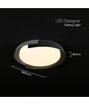 48W LED plafondlamp met afstandsbediening - 3-in-1 CCT, dimbaar, Ø50cm, zwart/grijs design