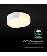 V-Tac 63W LED plafondlamp - 3-in-1 CCT, dimbaar, wit, afstandsbediening, Ø55cm