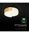 V-Tac 63W LED plafondlamp, Ø55cm - 3-in-1 CCT, dimbaar, goud, incl. afstandsbediening