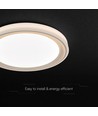 V-Tac 30W/60W/30W Designer plafondlamp met afstandsbediening - 3-in-1 CCT, dimbaar, gouden rand, incl. lichtbron