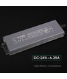 150W / 24V DC voeding voor LED strips - 6.25A, IP67 waterdicht