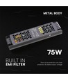75W / 12V DC voeding voor LED strips - 6.25A, IP20, Slim design