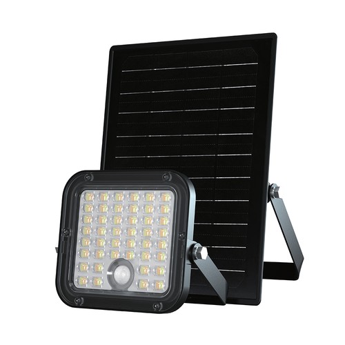 30W Solara CCT LED-breedstraler op zonne-energie - 6.4V, IP65, zwart, afstandsbediening, CCT-switch, incl. batterij