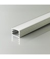 2m Aluminium profiel voor LED strips, Opbouw - Incl. diffuser, Zilver, 2000x14,8x10mm