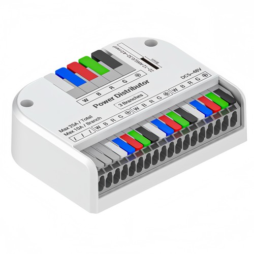 RGBW LED strip verdeler - Hub met 3 uitgangen, 25A
