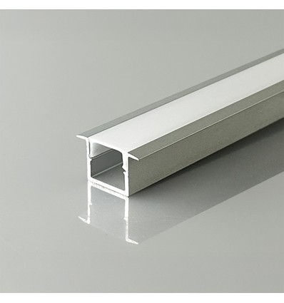 V-Tac 2m inbouwprofiel voor LED strips - Zilver, incl. afdekking, 2000x12x10mm