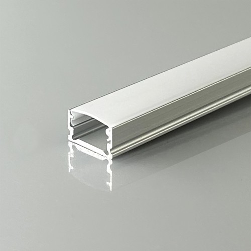 2m aluminium profiel voor LED strips, opbouw - Zilver, incl. diffuser, 13,2 x 7 mm