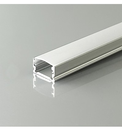2m aluminium profiel voor LED strips, opbouw - Zilver, incl. diffuser, 13,2 x 7 mm