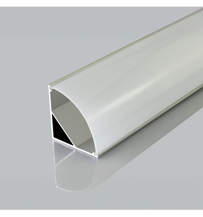 2m zilveren hoekprofiel voor LED strips - Incl. cover, 30x30mm montageset