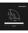 2m zilveren hoekprofiel voor LED strips - Incl. cover, 30x30mm montageset