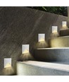 3W LED inbouwspot voor trappen, vierkant - IP65, wit aluminium, 3000K, incl. lichtbron