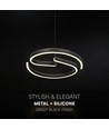 25W LED design hanglamp - Ø40cm, Sandy Black, 4000K, decoratieve plafondlamp
