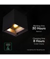 V-Tac 9W Solara wandlamp met sensor - Zonne-energie, IP65, 3-in-1 CCT, zwart