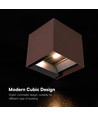 V-Tac 9W Solara wandlamp met sensor, CCT - IP65, PIR-sensor, Corten kleur, zonne-energie, 3 lichtkleuren