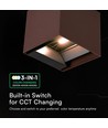 V-Tac 9W Solara wandlamp met sensor, CCT - IP65, PIR-sensor, Corten kleur, zonne-energie, 3 lichtkleuren