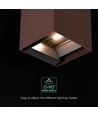V-Tac 9W Solara wandlamp met sensor, CCT - IP65, PIR-sensor, Corten kleur, zonne-energie, 3 lichtkleuren