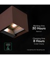 V-Tac 9W Solara wandlamp met sensor, CCT - IP65, PIR-sensor, Corten kleur, zonne-energie, 3 lichtkleuren